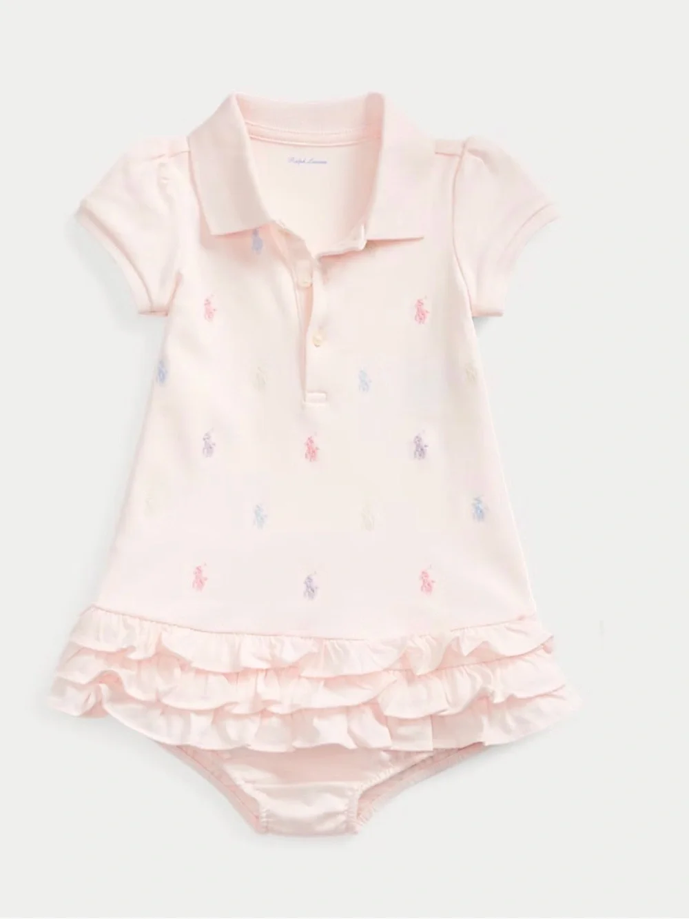Ralph Lauren Pale Pink Ruffle Polo Dress with Bloomers